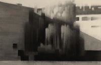 Tužna vrba ispred zgrade na Vrbanima, 2021., 70x100 cm, ugljen na papiru