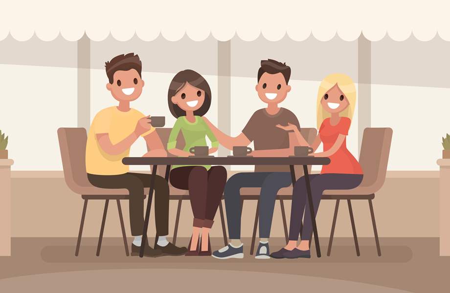 Едим за четверых. Люди сидят в кафе. Группа людей сидящих за столом. Три человека сидят за столом. Человек за круглым столом в кафе.