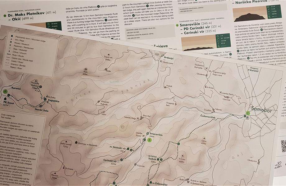 Turistička karta planinarskih ruta na recikliranom papiru